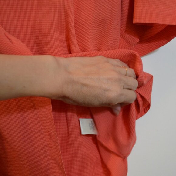 Christopher & Banks Rayon-Poly Red Textured Button-Down Short Sleeves Shirt S - Picture 5 of 6